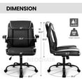 thumbnail image 3 of HYJY Office Desk Chair Executive Computer Ergonomic PU Leather Mid-Back Gaming Chair with Wheels Adjustable Flip-up Armrest Swivel for Home, Bedroom, Study (Black), 3 of 6