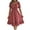 Red, variant on cocolona Womens Summer Boho Floral Print Dress Square Neck Short Sleeve Waist Frill Ruffle Flowy Sun Dress Casual Beach Midi Dress