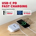 thumbnail image 4 of Energizer 4 Packs of 5 Device Fast Charging Multi Plug Wall Outlet Extender (3) AC Power Outlets (1) 20W PD Type C (1) 18W USB A (1) Built In Device Holder Power Strip Expander Outlet Splitter, 4 of 9