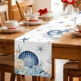 thumbnail image 5 of Navy Blue Shell Coastal Table Runner 72 Inches, Starfish Coral Summer Ocean Nautical Bed Runner Dresser Scarves Tabletop for Indoor Outdoor Parties/Ceremony/Banquet, 14" x 72", 5 of 9