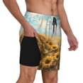 thumbnail image 2 of Balery Sunflower Field Bliss Mens Swim Trunks Swim Shorts for Men Quick Dry Inseam Beach Shorts with Compression Liner Pocket-Small, 2 of 9
