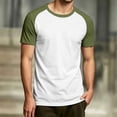 thumbnail image 2 of ZHOGXU Father's Day T Shirt For Man Short Sleeve Round Neck Color Blocked Breathable Comfortable Relaxed Fit Top For Casual Daily Wear,Army Green1,Xl, 2 of 5