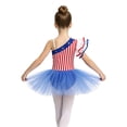thumbnail image 6 of iiniim Girls Dance One Shoulder Ruffle Sleeve Festival Dancewear Stage Performance Ballet Tutu Dress Red White Blue 10, 6 of 7