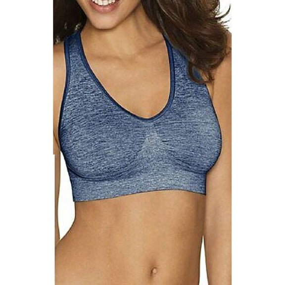 Hanes Get Cozy Lace Pullover ComfortFlex Fit Wirefree Bra, Blue Heather, Small