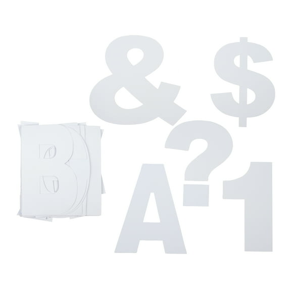 7" White Project Letters - Numbers & Characters by B2C™ - 86 pcs