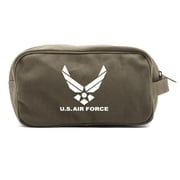 US Air Force Canvas Shower Kit Travel Toiletry Bag Case in Olive & White