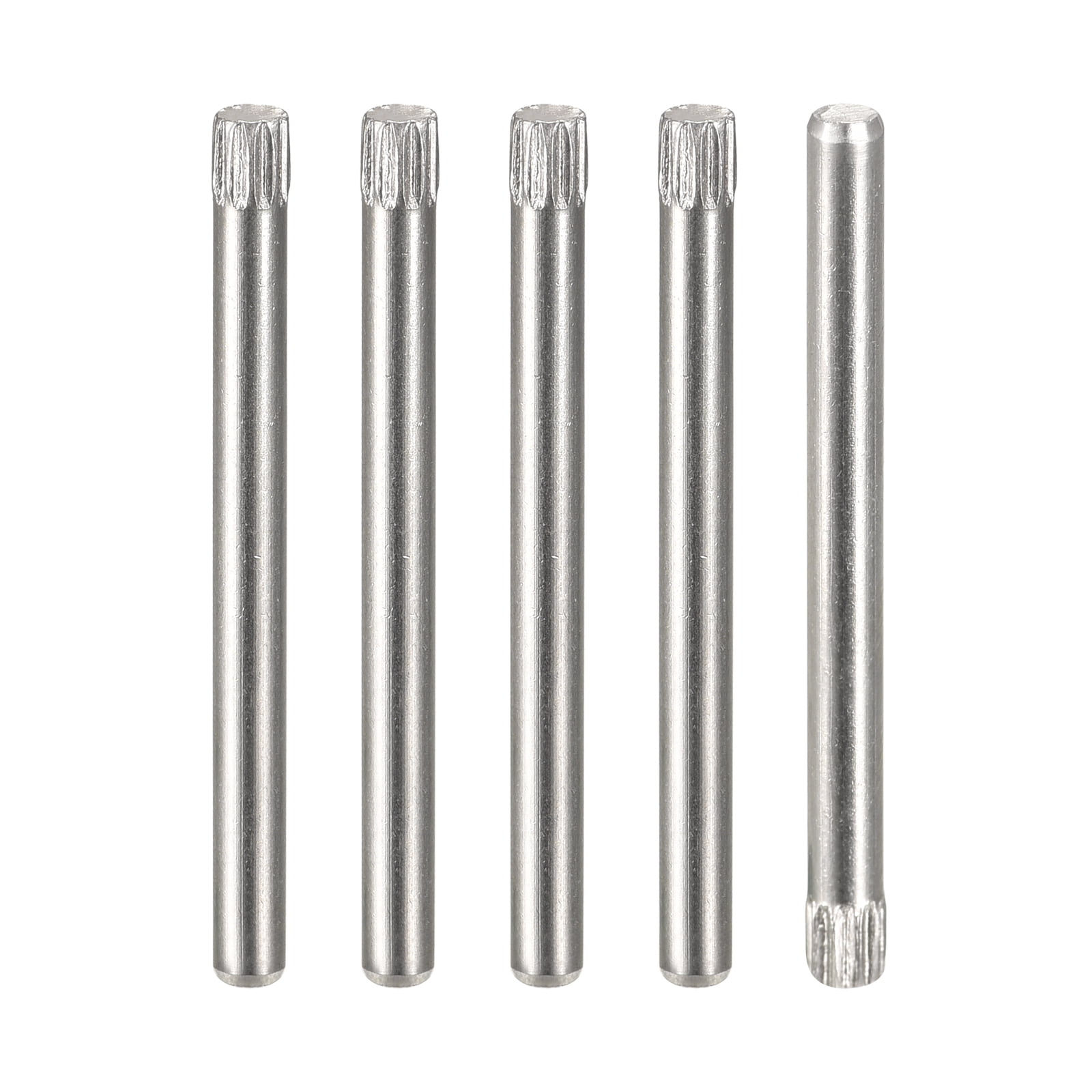 2.5x30mm 304 Stainless Steel Dowel Pins, 5 Pack Knurled Head Flat End