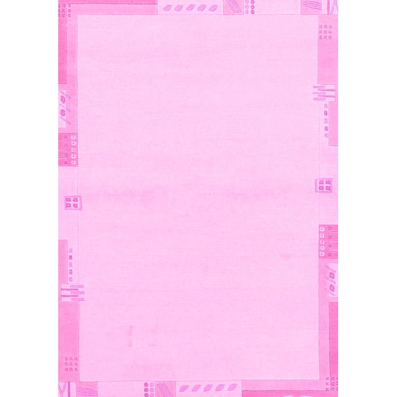 Ahgly Company Indoor Rectangle Solid Pink Modern Area Rugs, 8' x 12'