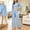 Sky Blue, variant on Kyntgho Women's Cotton 2 Piece Lounge Set, Long Sleeve Crew Neck Crop Top and Cropped Wide Leg Pants, Casual Matching Outfit