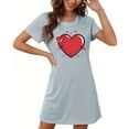 thumbnail image 4 of Tnhcen Robe de Nuit à Manches Courtes pour Femmes Grande Taille Col Rond Imprimé devant Robe Courte Polyester Spandex Doux P-2TG pour Maison/détente Confortable, 4 of 5