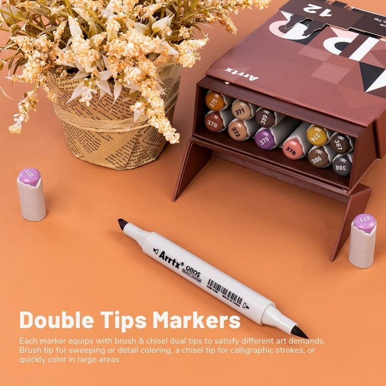 Arrtx Oros Skin Tone 36 Colors Brush Marker Pen Set, Dual Tips Markers  Perfect for Figure Painting Portrait Design Coloring