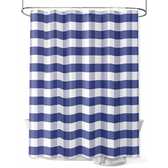 Navy Blue Shower Curtain, Buffalo Plaid Waterproof Shower Curtain Set with 12 Hooks Lightweight Washable Fabric Shower Curtains for Bathroom 72x72 Inches