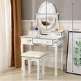thumbnail image 5 of Vanity Table 10 Led Lights Mirror 5 Drawers Makeup Dressing Desk with Stool Set, 5 of 10