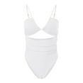 thumbnail image 5 of Womens One Piece Swimsuit Tummy Control Ruffled Bathing Suit V Neck Cutout Swim Suit Tie Back Swimwear, 5 of 5