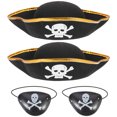 thumbnail image 4 of EeaseMX 4 piezas Prime sombreros piratas y máscaras de ojos Capitán Capitres Accesorios piratas para adultos Niños, 4 of 7