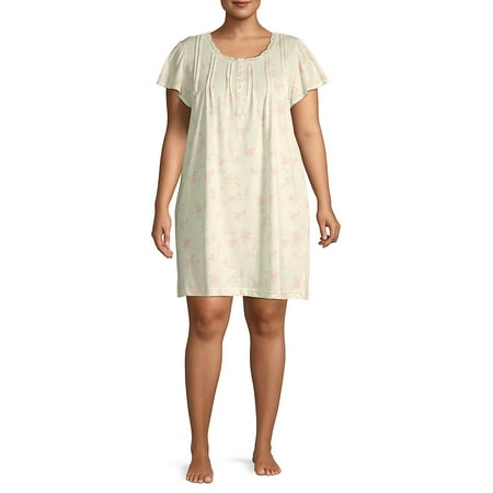 Plus Floral-Print Cotton-Blend Nightgown