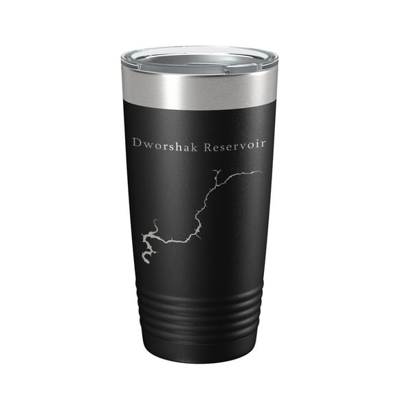 Dworshak Reservoir Tumbler Lake Map Travel Mug Insulated Laser Engraved Coffee Cup Idaho 20 oz Black