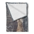 thumbnail image 2 of Christmas Soft Flannel Fleece Blanket, Candle Winter Holiday Themed Arrangement with Snow and Fir Tree Leaves Print, Cozy Plush for Indoor and Outdoor Use, 50" x 70", Khaki and Grey, by Ambesonne, 2 of 5