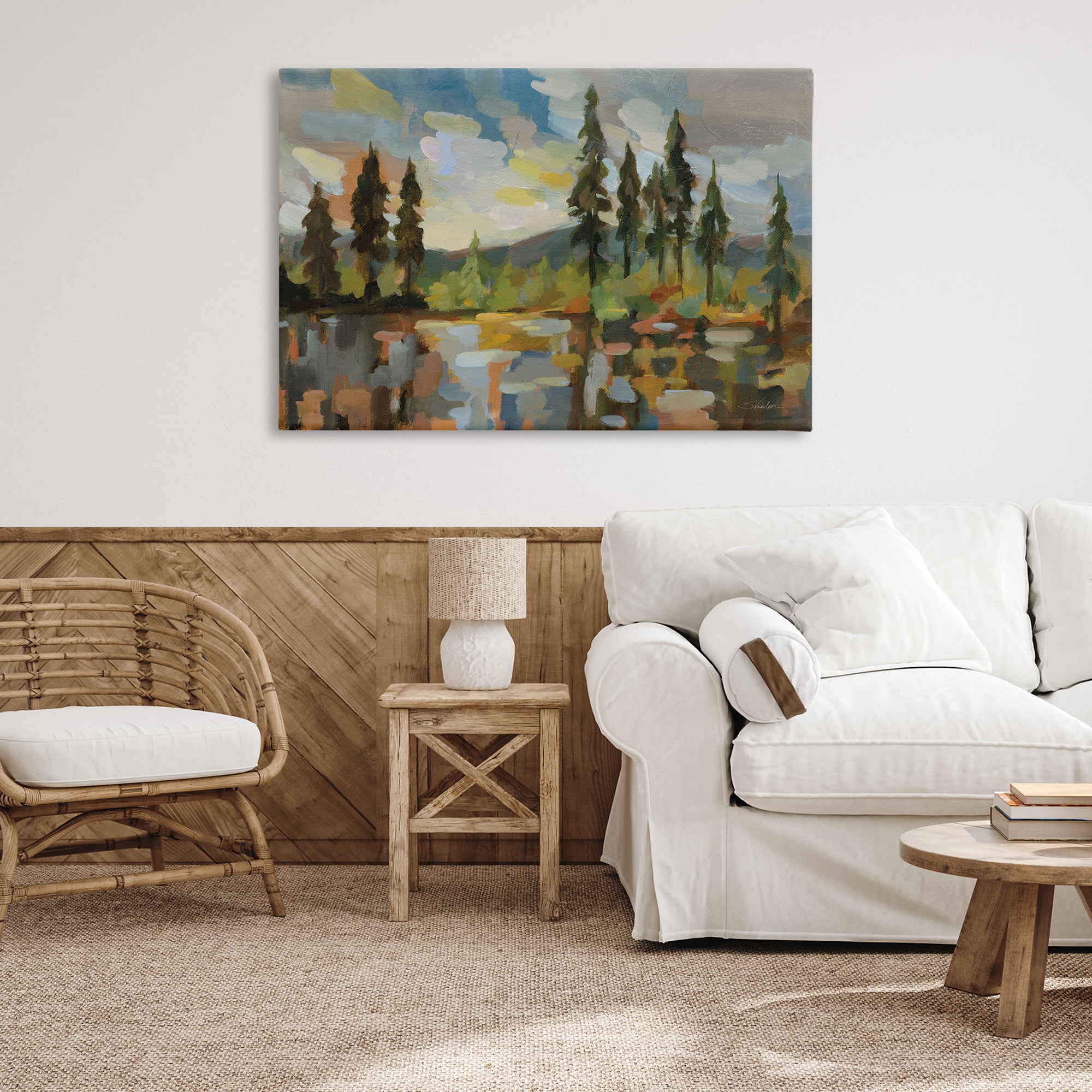 Stupell Industries High Mountain Lake Landscape & Nature Painting Wrapped Canvas Art Print Wall Art, 45 x 30