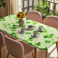 thumbnail image 3 of St. Patrick's Day Table Cloths for 5 Foot Rectangle Tables, Watercolor Shamrock Polka Dots Light Green Patio Waterproof Elastic Fitted Tablecloths, Washable Rectangular Table Cover for Camping, 3 of 8