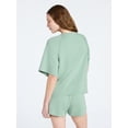 thumbnail image 4 of Joyspun Women's French Terry Lounge Sleep Short Sleeve Top and Shorts Set, 2-Piece, Sizes XS-3X, 4 of 6