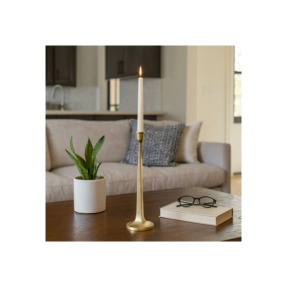 Elegant Taper Candle Holder for Home Decor - Candlestick Holder for Table Centerpieces, Mantel, or Shelf Decor - Stylish Candle Stand Holder for Nightstands or Desk Accent - 13", Gold & Metallic