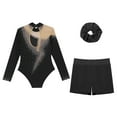thumbnail image 6 of TiaoBug Kids Girls Long Sleeve Gymnastics Leotard with Shorts Hair Scrunchies Set Dance Biketard A Black 8, 6 of 7