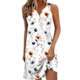 thumbnail image 3 of TaTaai Women Vintage Print V-Neck Sleeveless Short Dress Loose Fit Casual Fashion Dress for Ladies Spring Summer Daily Commute Lightweight Breathable Non-See-Through Soft Gift, 3 of 8