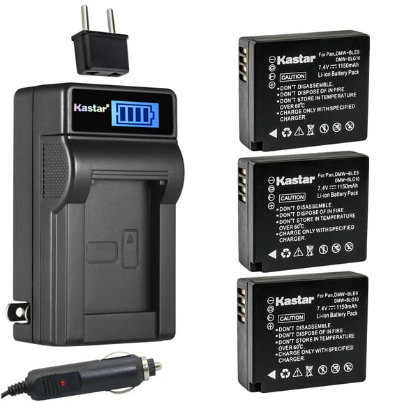 Kastar 3-Pack DMW-BLE9 Battery and LCD AC Charger Compatible with Panasonic Lumix DMC-ZS70, Lumix DMC-ZS80, Lumix DMC-ZS100, Lumix DMC-ZS110, Lumix DMC-ZS200, Lumix DMC-TX1, Lumix DMC-TZ100