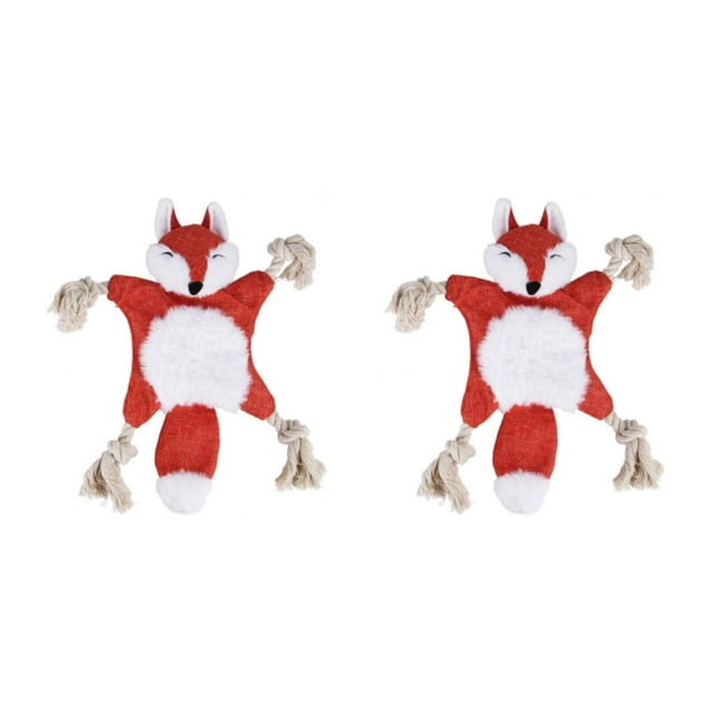 jesticaly Easy To Clean Plush Dog Toy Made Of Durable Polyester Made Of Polyester Squeaky Dog Soft Toy Pet Toy fox 2Set