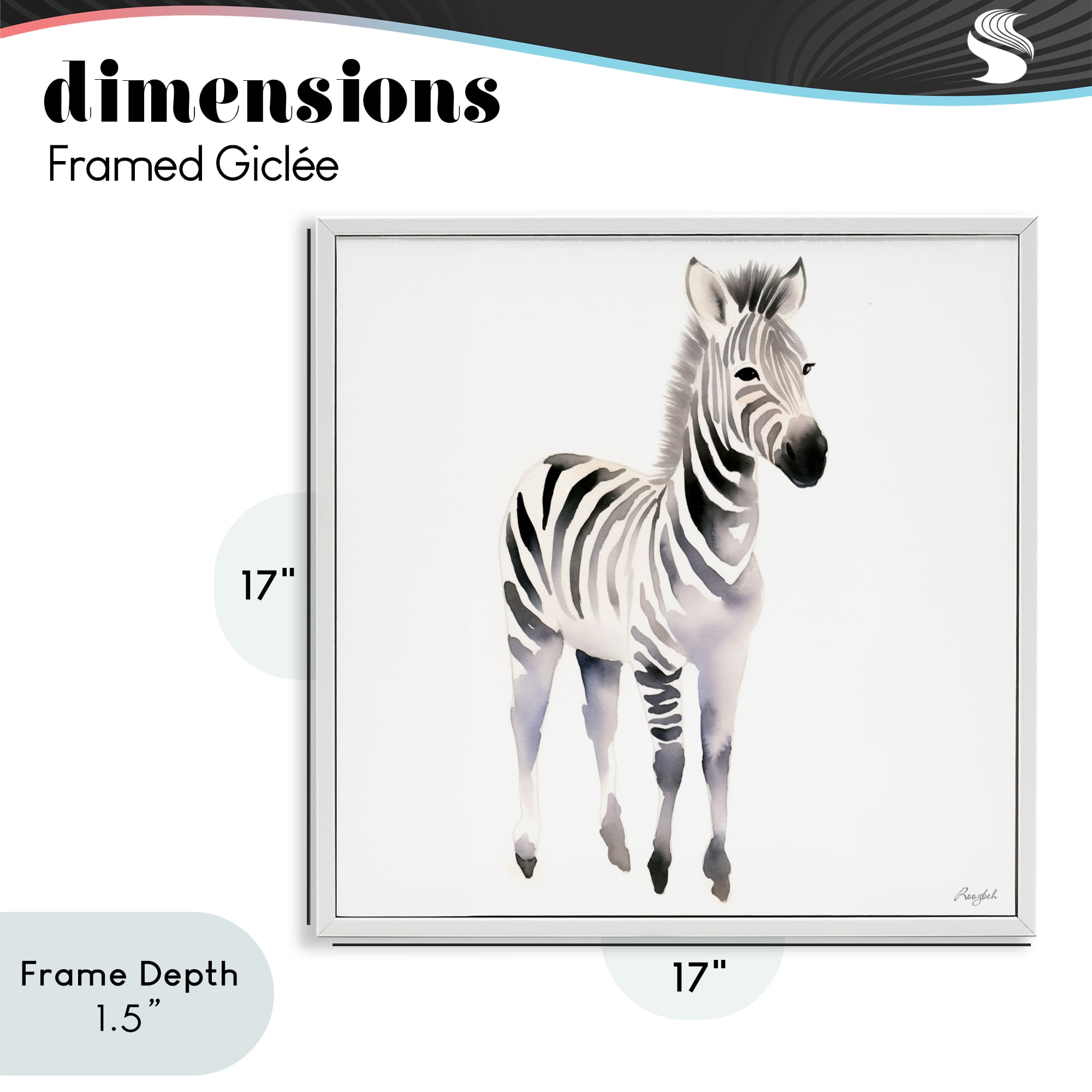 Stupell Industries Minimal Zebra Foal White Framed Giclee Art, design by Roozbeh