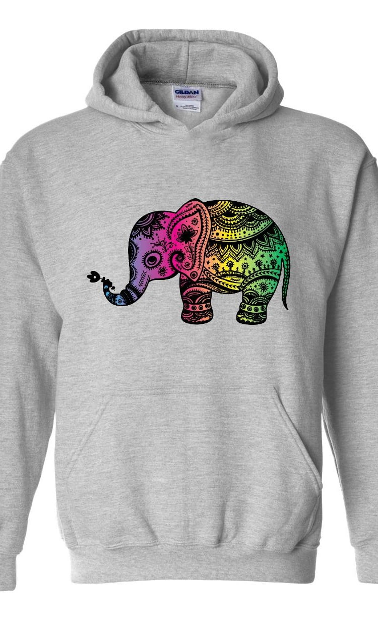 IWPF Unisex Colorful Happy Elephant Hoodie Sweatshirt