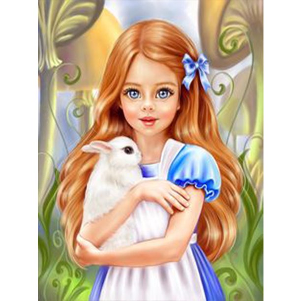 5D DIY Diamante Pintura Chica Abrazando Animal Full Round Drill Home Art Picture Hugtrwg Para estrenar
