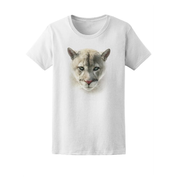 Beautiful White Puma Face T-Shirt Women -Image by Shutterstock, Female XX-Large