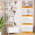 thumbnail image 2 of Satifur 6 Tier White Modern Storage Shelf, Multifunctional Bookcase with 2 Removable Drawers, Adjustable Feet for Restroom, Living Room, 2 of 9