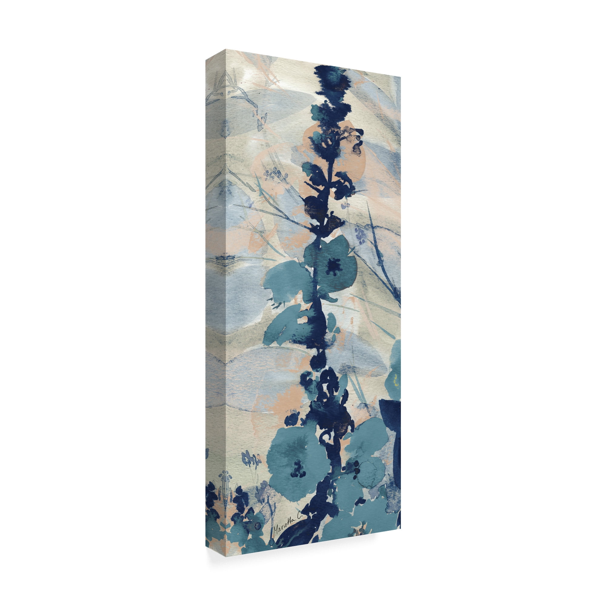 Trademark Fine Art 'Blue Floral Textile 1' Canvas Art by Marietta Cohen Art And Design