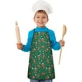thumbnail image 2 of Green Christmas Gingerbread Man Pattern Kids Aprons for Girls and Boys,Adjustable Neck Strap Toddler Aprons for Kids Cooking Baking, 2 of 7