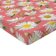 thumbnail image 4 of Ambesonne Springtime Fitted Sheet, Romantic Chamomile Print, California King, Off White Mustard and Coral, 4 of 5