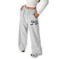 thumbnail image 2 of XEGLSBU Girls Sweatpants Wide Leg Bow Girls Bow Drawstring Pants Lightweight Straight Leg Athletic Casual Comfortable Soft Joggers for Play and Relaxation Grey Size 11-12 Years, 2 of 4
