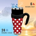 thumbnail image 2 of Stainless Steel 40 oz Polka Dot Travel Mug with Handle and Straw - Insulated Coffee Cup - Leak Proof - Slim Tumbler - Cute Print - Gift for Women, 2 of 6