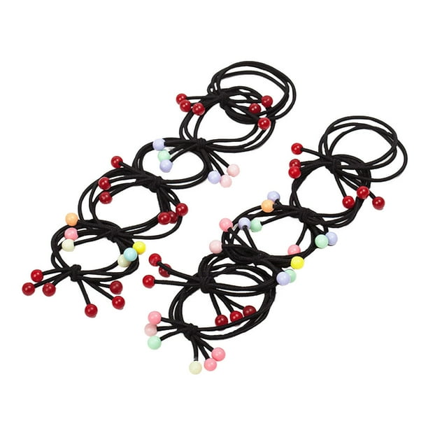 10 Uds., Lazos elásticos para el cabello de cereza, anillo elástico para el cabello, soportes para cola de caballo, accesorios para el cabello para niñas y mujeres (color mezclado)