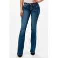 thumbnail image 2 of Grace in LA Women's Stars Embroidered Slight Distressed Bootcut Stretch Jeans (27, Blue), 2 of 3