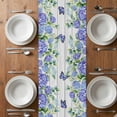 thumbnail image 6 of Purple Hydrangea Table Runner - 90 Inch Long, Kitchen Dining Table Runner Dresser Scarves, Spring Eucalyptus Butterfly Grey Wooden Farmhouse Decor for Coffee Tables Wedding Party Banquet, 6 of 8