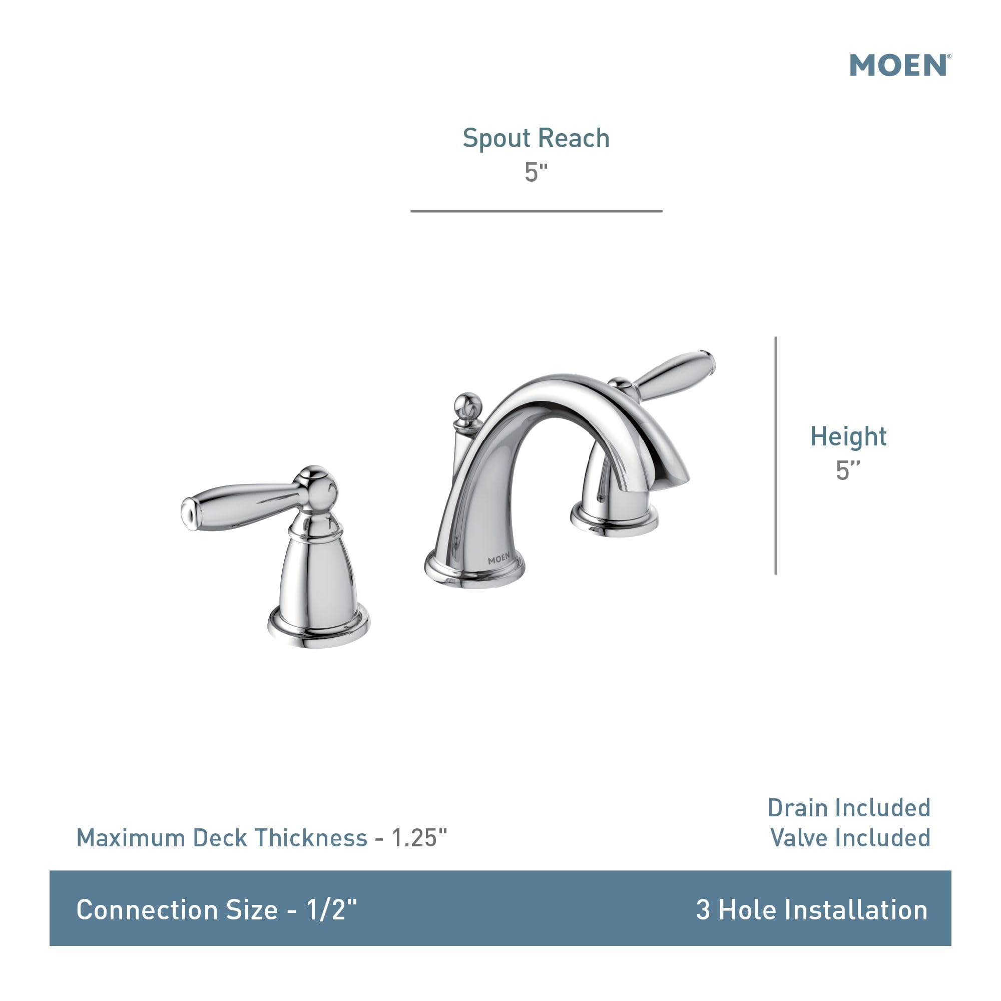 Moen Tv6620 Brantford 1.2 GPM Widespread Bathroom Faucet - Nickel