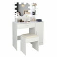 thumbnail image 6 of IVV White Vanity Table with DIY Lighted Mirror, Makeup Vanity Table Set with Drawer and Storage Cabinet, Dressing Table with Vanity Cushioned Stool for Bedroom, Makeup Room, 6 of 10