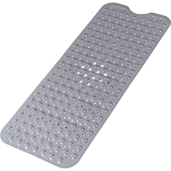 Bath Tub Shower Mat, Bathtub Floor Liner Mats with Suction Cups and Drain Holes, Machine Washable, Non Slip, 39x16 Inch,Gray