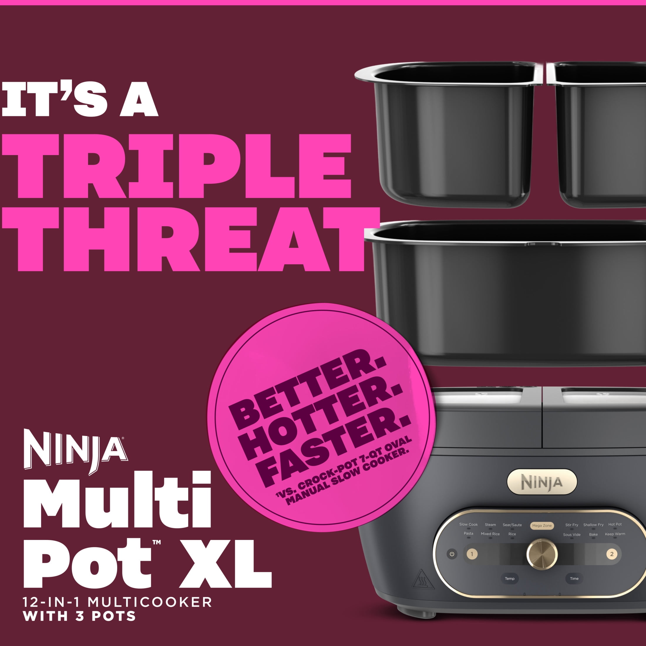 Ninja MultiPot XL 12-in-1 Multicooker with DualZone Technology, Cook 2 Meals At Once, Feeds 8, Slow Cook, Sear, Bake, Rice, Pasta, Hot Pot, 1500W, Vista Green MZ1001GN7