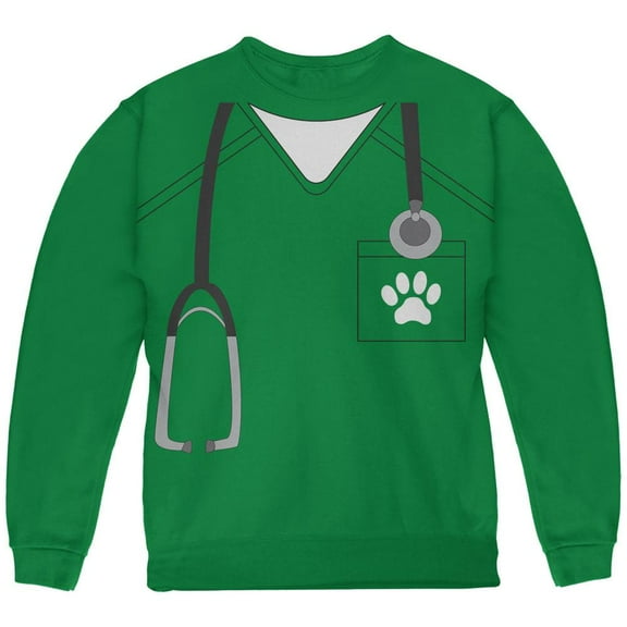 Halloween Vet Veterinarian Scrubs Costume Green Youth Sweatshirt - Youth X-Large