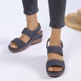 thumbnail image 5 of Clearance Wedge Sandals for Women, Xunlbb Women's Spring And Summer New Large Size Hollow Flower Wedges Beach Fashion Casual Beach Sandals(Blue,Size:39), 5 of 7