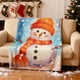 thumbnail image 1 of Hogar y cocina, Decoración del hogar, Manta de franela de doble cara con estampado de muñeco de nieve navideño, cómoda y suave, ideal para dormitorio, sofá y decoración navideña., 1 of 6